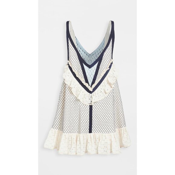 NWT Eckhaus Latta Dolly in Ecru Navy Lace A-line Mini Tank Dress 2 $625 - Picture 9 of 9